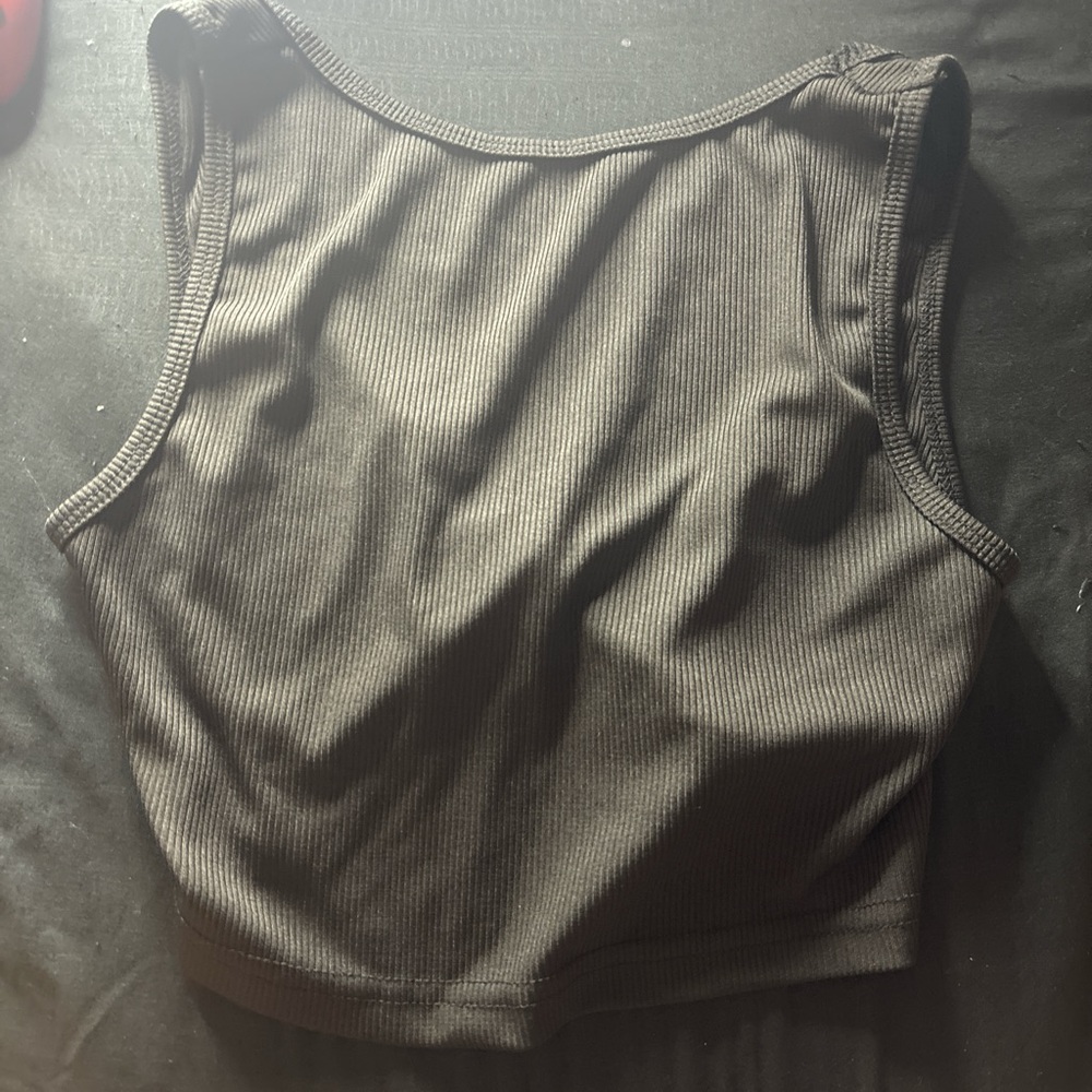 Black open back crop top